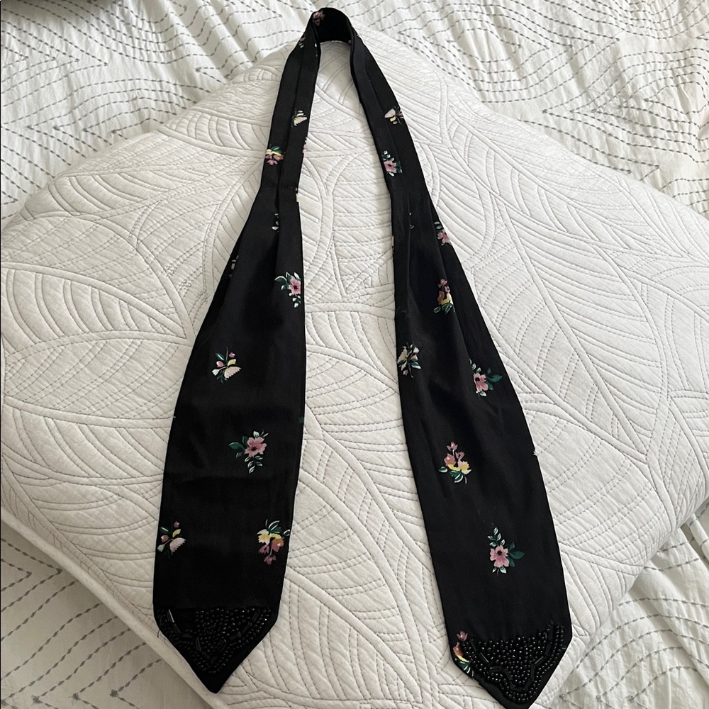 Floral Black Scarf